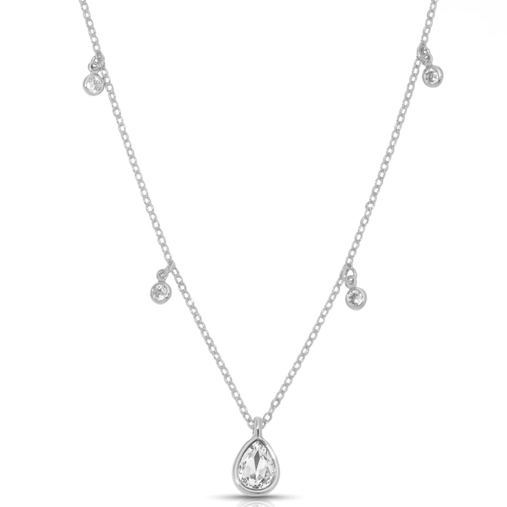 Ettika Silver Dripping in Crystals Drop Necklace